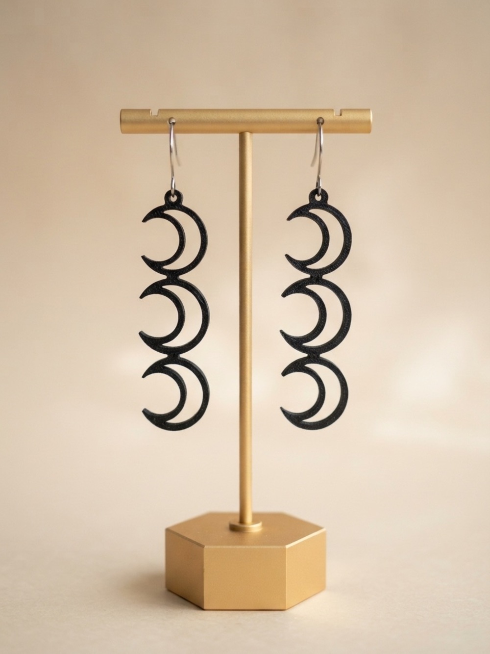Black Triple Moon Dangle Earrings - Women Jewelry